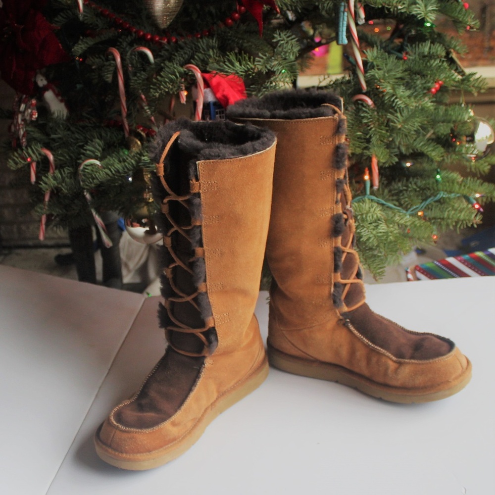 UGG Australia leather/sheepskin lace-up boots